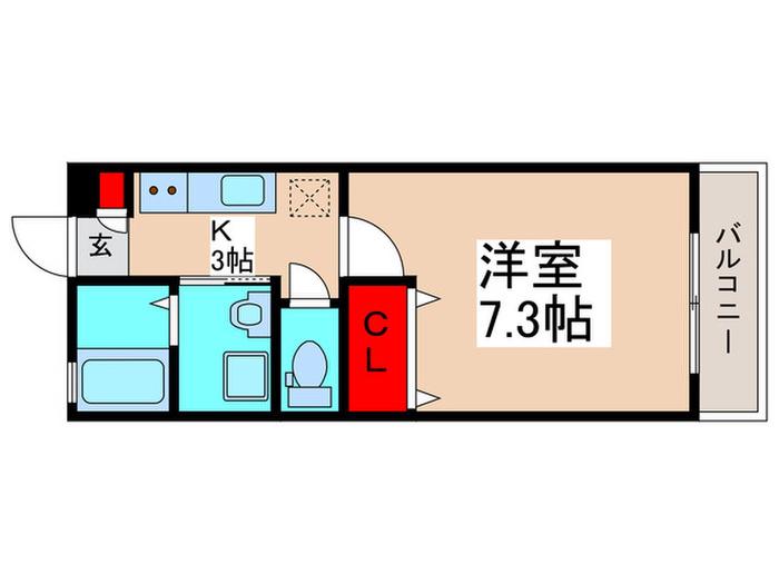 ロワール原木(1K/1階)の間取り写真