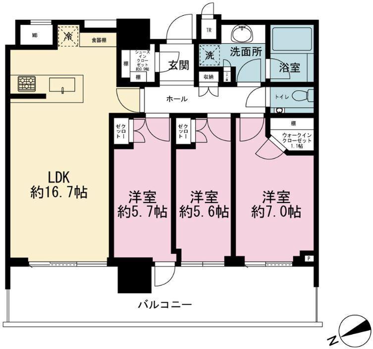 パークコート浜離宮ザタワー(3LDK/29階)の間取り写真