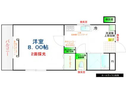 カームヴィラ上佐鳥(1DK/2階)の間取り写真
