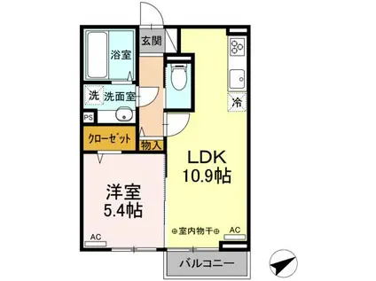 アメージングベルデ(1LDK/2階)の間取り写真