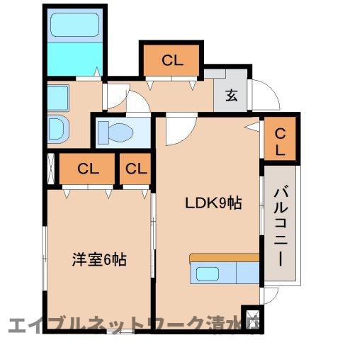 フラットワイズ(1LDK/1階)の間取り写真