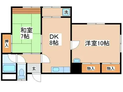 ハイツ千代が丘(2DK/3階)の間取り写真