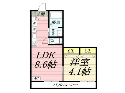 プリマヴェーラ湘南(1LDK/2階)の間取り写真