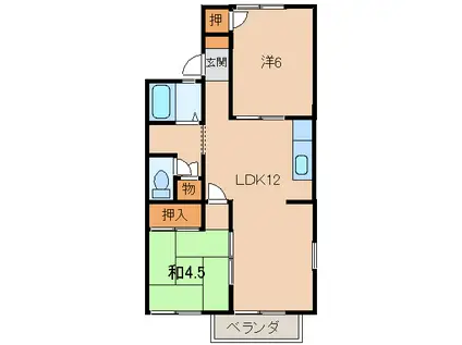 サンハイツI(2LDK/2階)の間取り写真