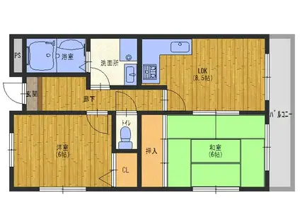 レジデンスノマンドゥ(2LDK/2階)の間取り写真