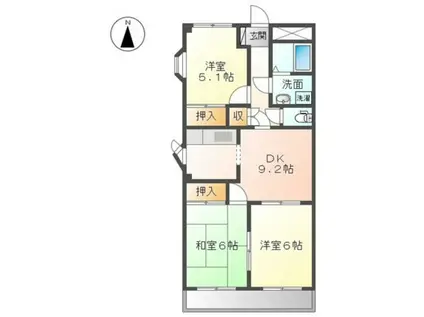 ファインヴィーブル(3DK/3階)の間取り写真