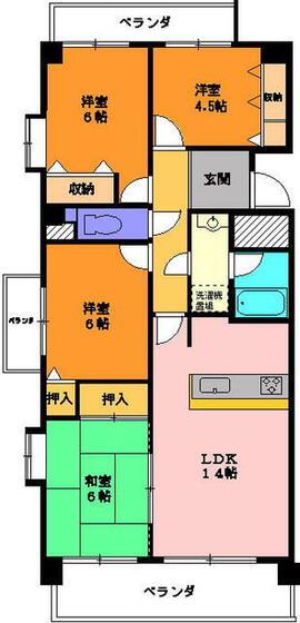 ライオンズマンション豊橋牧野(4LDK/2階)の間取り写真