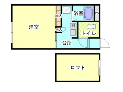 クレインII(1K/2階)の間取り写真