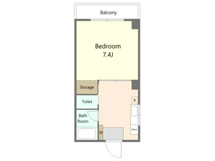 山陽ビル(1DK/6階)の間取り写真