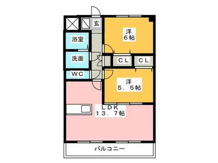 ルネスアニバーサリー(2LDK/3階)の間取り写真