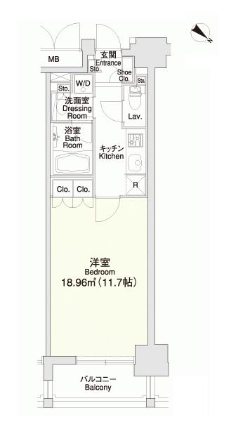 レジディア市ヶ谷II(1K/10階)の間取り写真