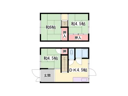 新和苑 東ハ(3DK/1階)の間取り写真