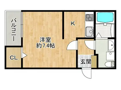 パームス浜五条(1K/2階)の間取り写真