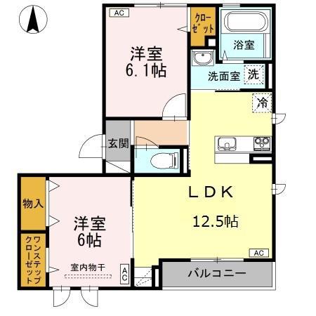 グリーンパレス宮沢(2LDK/3階)の間取り写真
