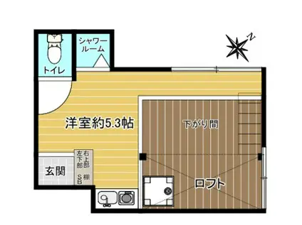 タツミハイツ A棟(ワンルーム/1階)の間取り写真
