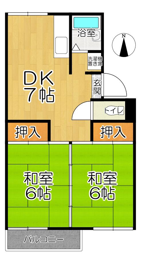 コスモライフ守恒(2DK/2階)の間取り写真