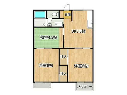 メゾン・ド・BELL(3DK/2階)の間取り写真