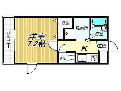 キャッスルエビス(1K/2階)の間取り写真