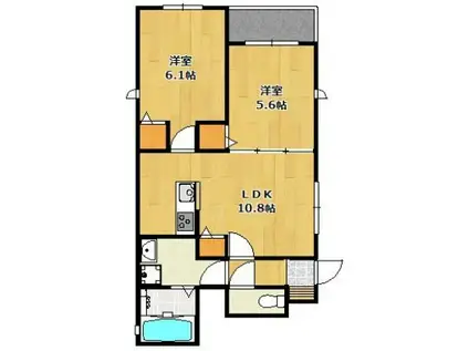 VILLA網干II(2LDK/1階)の間取り写真