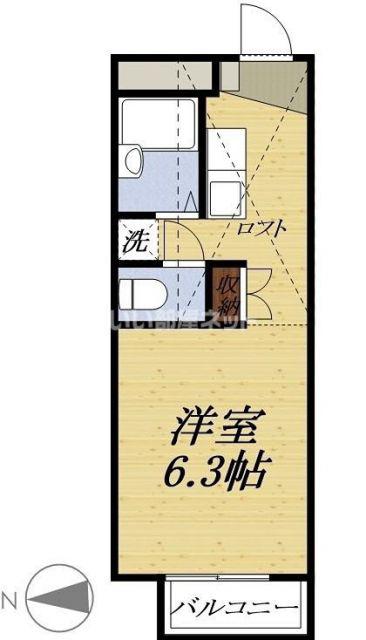 JR東海道本線 袋井駅 徒歩63分 2階建 築28年(1K/2階)の間取り写真