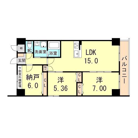 GROOVE上甲子園レジデンス(2SLDK/3階)の間取り写真