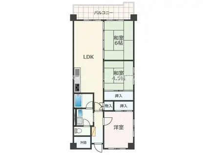 ハウベスト春日(3LDK/6階)の間取り写真