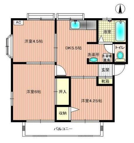 サンライズ太田(3DK/2階)の間取り写真