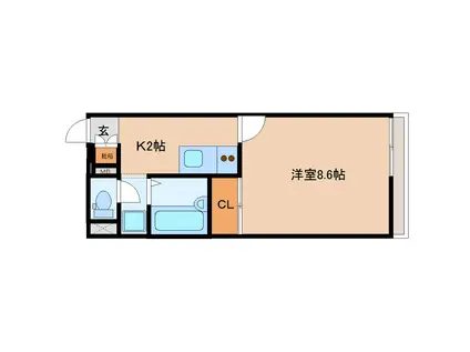 レオネクストビー シェル(1K/1階)の間取り写真