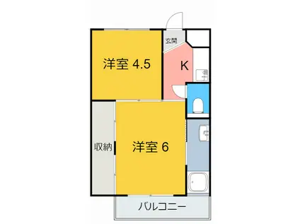 ビレッジハウス桜井 2号棟(2K/2階)の間取り写真
