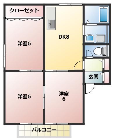 ハイツ花菱II(3DK/2階)の間取り写真
