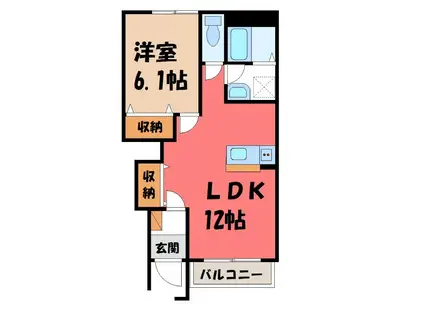 アリスハイムI(1LDK/1階)の間取り写真