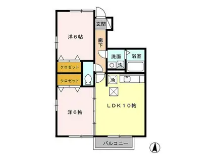 プレミール・カーサ A(2LDK/1階)の間取り写真