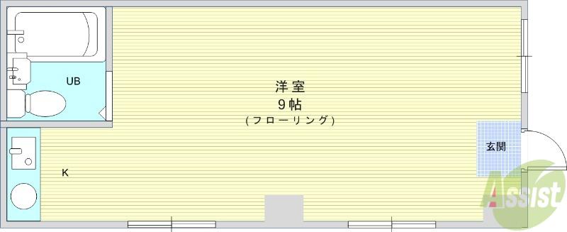 SKハイツ(ワンルーム/1階)の間取り写真