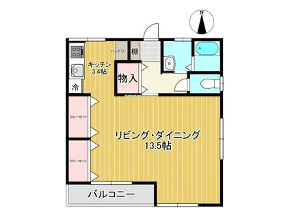 国貞アパート(1LDK/2階)の間取り写真