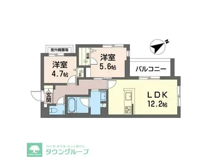 レフィシア腰越(2LDK/3階)の間取り写真