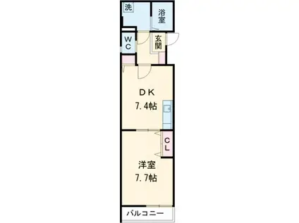 ノアール白須賀(1DK/3階)の間取り写真