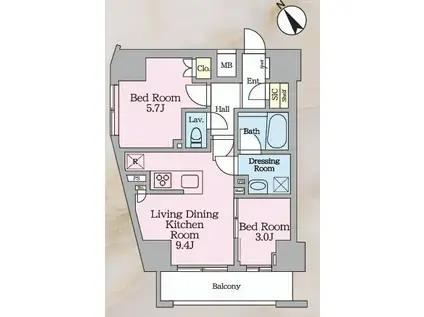 LUXENA KITASENJUII(2LDK/12階)の間取り写真