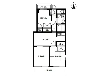学園パレス(3DK/2階)の間取り写真
