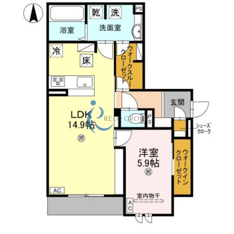 スペチアーレ平野西(1LDK/1階)の間取り写真