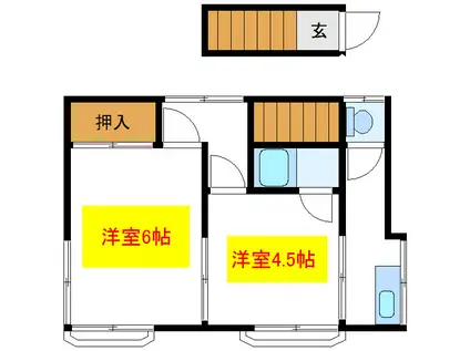 千草荘 B(2K/2階)の間取り写真