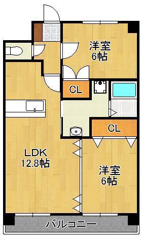 マイキャッスル杉坂(2LDK/4階)の間取り写真