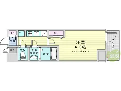 プレサンス塚本ベラビィ(1K/4階)の間取り写真