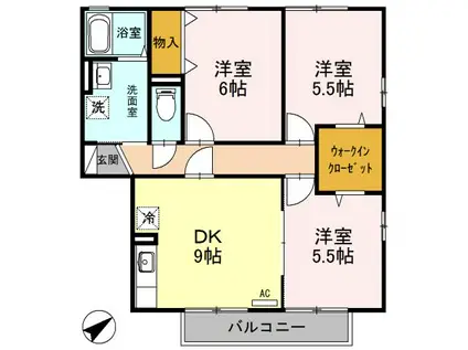 メゾンドブランシェ(3DK/2階)の間取り写真