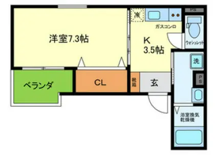 PROSPER COURT 緑橋(1K/1階)の間取り写真
