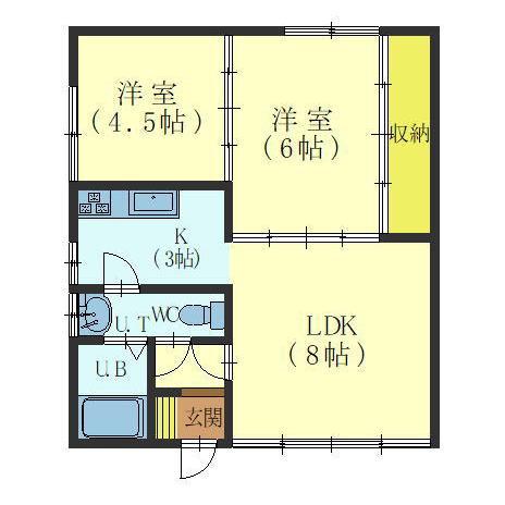 コーポ潤2(2LDK/2階)の間取り写真