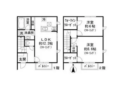 カサセレーナ(2LDK/1階)の間取り写真