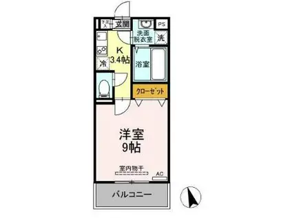 アプリシティ(1K/2階)の間取り写真