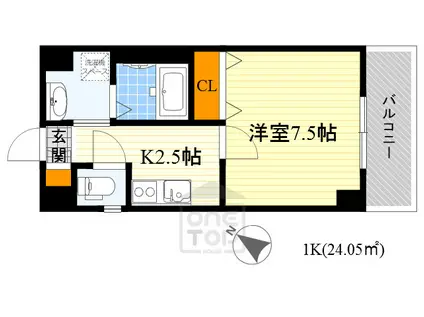 ロイヤルクィーンズパーク吹田片山町(1K/8階)の間取り写真