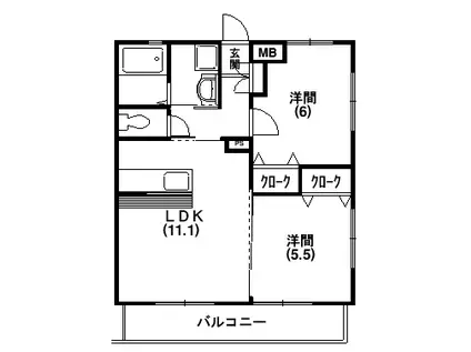 グランシャリオ(2LDK/1階)の間取り写真