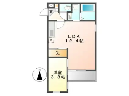 GRANDTIC 中村区役所(1LDK/1階)の間取り写真